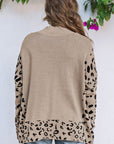 Leopard Mock Neck Side Slit Sweater