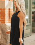 Solid Corduroy Sleeveless Pocketed Mini Dress