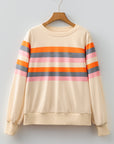 Stripe Puff Sleeve Pullover Sweatshirt