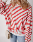 Stripe Drop Shoulder Crewneck Sweatshirt