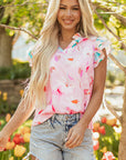 Quincy Floral Patchwork Flutter Sleeve Blouse