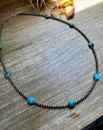 21” Necklace – Sterling Silver Pearls & High-Grade Oval Turquoise