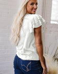 Solid Layered Ruffle Short Sleeve Round Neck Top