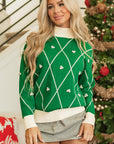 Diamond Pattern High Neck Sweater