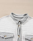 Textured Contrast Flap Pocket Shacket