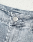 Scalloped Acid Wash High Waist Denim Shorts