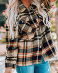 Plaid Pocketed Button Front Shacket