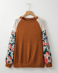 Bailey Patchwork Long Sleeve Ribbed Blouse