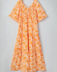 Eileen Floral V Neck Wide Sleeve Maxi Dress