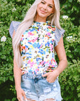Mariah Floral Striped Ruffled Sleeve Blouse