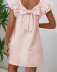 Bow Back Flutter Sleeve Mini Dress