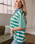 Ari Stripe Half Buttons Top