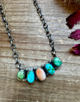 Mix Stones turquoise and spiny bar necklace