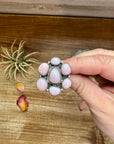 Cluster Ring- Adjustable - Pink opal and sterling silver