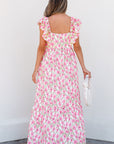 Angelica Floral Ruffled Strap Maxi Dress