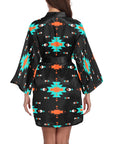 Orange Turquoise Women's Lounge Kimono Robe