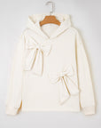 Solid Bow Long Sleeve Hoodie