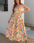 Jennifer Spaghetti Strap Piping Detail Maxi Dres