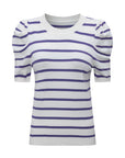 Stripe Ruched Bubble Sleeve Top