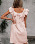 Bow Back Flutter Sleeve Mini Dress