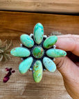 Big Flower ring- size 9 - Sonoran Gold turquoise ring and sterling silver
