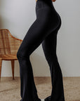 Solid V-Shape High Waist Flared Leggings