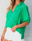 Eyelet Embroidered Puff Sleeve Blouse