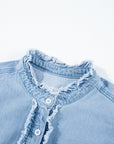 Ashlyn Ruffled Flutter Frayed Denim Top