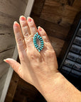 Turquoise Ring – Kingman Turquoise – Sterling Silver – Size 8 – TB Stamp by Tamara Benally, Navajo Artist