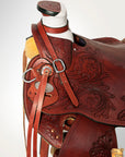 Western Horse Wade Saddle Leather Ranch Roping Mahogany Hilason