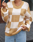 Checker Bishop Sleeve Sweater