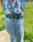 Turquoise Concho Belt – Sterling Silver – Native Made DM – One of a Kind