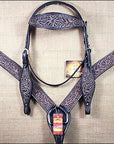 HILASON Western Horse Headstall Breast Collar Set Tack Genuine American Leather