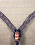 HILASON Western Horse Headstall & Breast Collar Tack Genuine American Leather Floral Rough Out Black