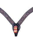 HILASON Western Horse Headstall & Breast Collar Tack Genuine American Leather Floral Rough Out Black