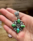 Flower Pendant with Sonoran Gold Turquoise – Option 2 – Sterling Silver