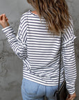 Emryn Striped Ruffled Buttoned Long Sleeve Top