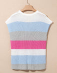 Stripe Colorblock V-Neck Sweater T-Shirt