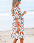 Genesis Palm Tree Printed Short Sleeve Dress