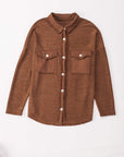 Textured Contrast Flap Pocket Shacket