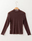 Ruth Sheer Mesh Patterned Lettuce Trim Top
