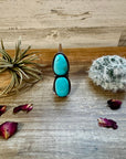 2 Stone - adjustable kingman turquoise ring and sterling silver