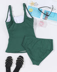 Amiri Ruched U Neck Ribbed Tankini