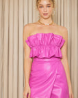 PLEATHER TIERED RUFFLED ROMPER WITH FLAP SKORT