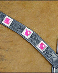 Hilason Western Headstall & Breast Collar Horse American Leather Black Pink
