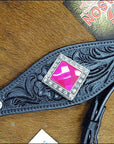 Hilason Western Headstall & Breast Collar Horse American Leather Black Pink