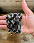 18 Inch 5 mm Sterling Silver Pearls necklace with Black Onyx