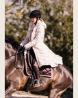 Cream Duck Down Riding Coat with Velvet Collar