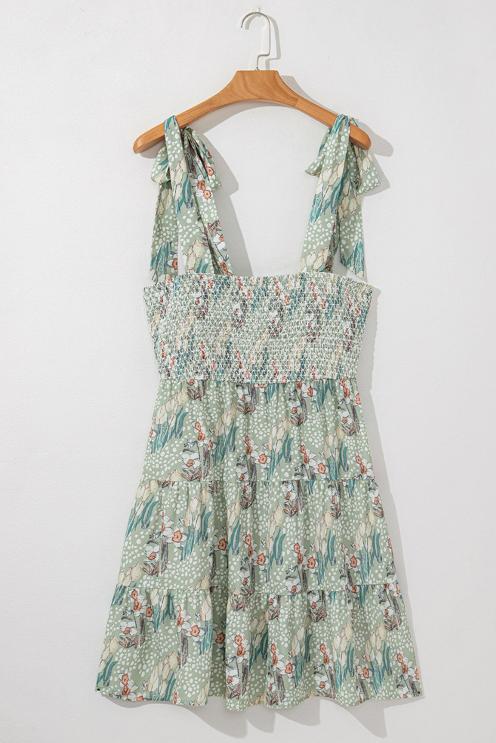 Ila Floral Knotted Strap Smocked Tiered Dress