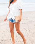 Bow Puff Sleeve Peplum Top